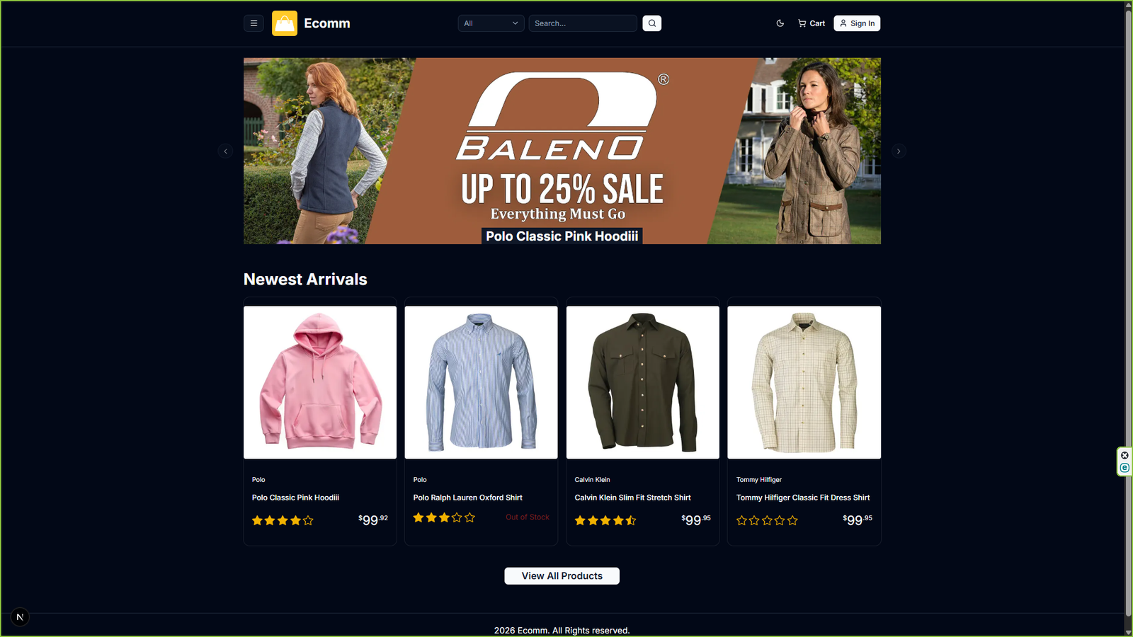 e-commerce website home page