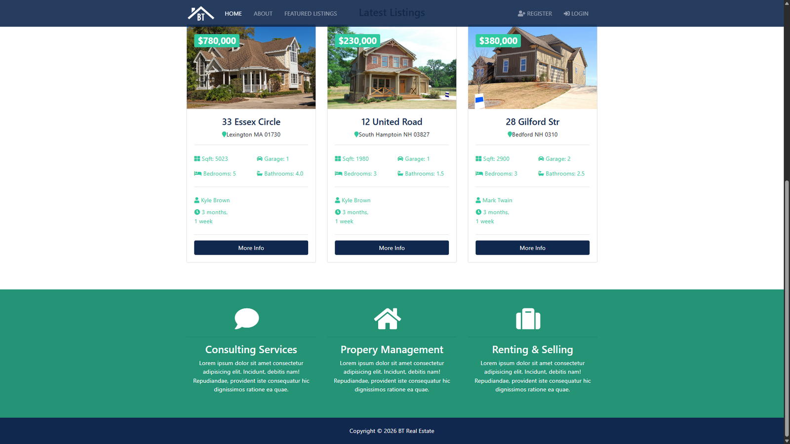 Details of landing page
