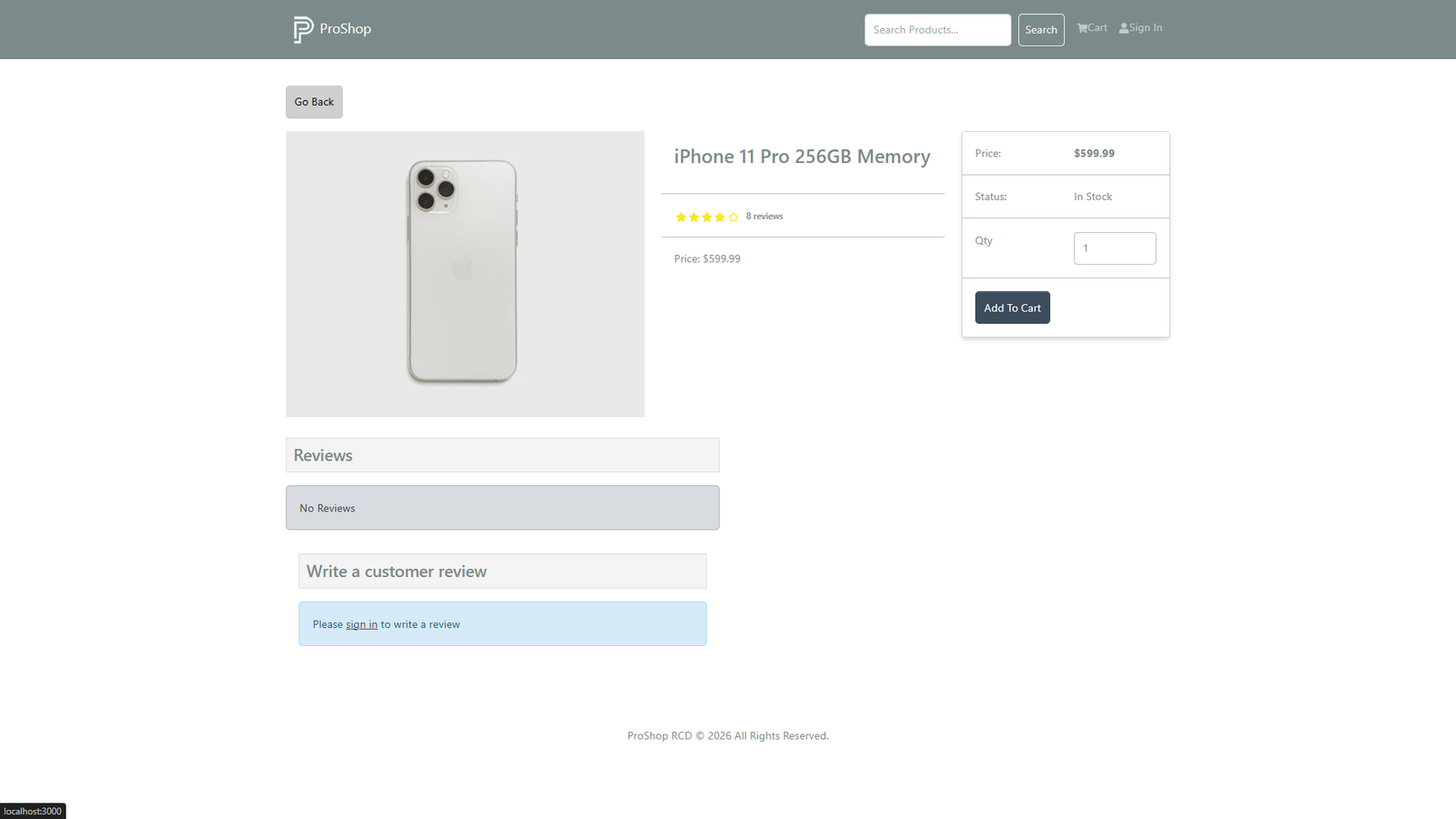 Product details page for an iPhone 11 Pro with customer reviews